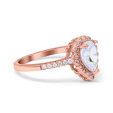 Teardrop Pear Halo Engagement Ring Simulated Cubic Zirconia 925 Sterling Silver