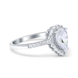 Teardrop Pear Halo Engagement Ring Simulated Cubic Zirconia 925 Sterling Silver