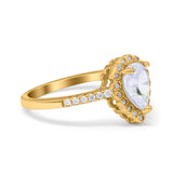 Teardrop Pear Halo Engagement Ring Simulated Cubic Zirconia 925 Sterling Silver