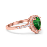 Teardrop Pear Halo Engagement Ring Simulated Cubic Zirconia 925 Sterling Silver