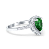 Teardrop Pear Halo Engagement Ring Simulated Cubic Zirconia 925 Sterling Silver
