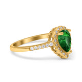 Teardrop Pear Halo Engagement Ring Simulated Cubic Zirconia 925 Sterling Silver