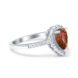 Teardrop Pear Halo Engagement Ring Simulated Cubic Zirconia 925 Sterling Silver
