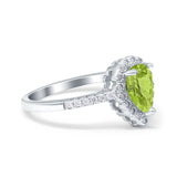 Teardrop Pear Halo Engagement Ring Simulated Cubic Zirconia 925 Sterling Silver