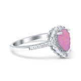 Teardrop Pear Halo Engagement Ring Simulated Cubic Zirconia 925 Sterling Silver