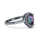 Teardrop Pear Halo Engagement Ring Simulated Cubic Zirconia 925 Sterling Silver