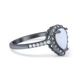 Teardrop Pear Halo Engagement Ring Simulated Cubic Zirconia 925 Sterling Silver