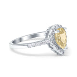 Teardrop Pear Halo Engagement Ring Simulated Cubic Zirconia 925 Sterling Silver