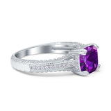 Cushion Cut Art Deco Engagement Ring Simulated Cubic Zirconia 925 Sterling Silver