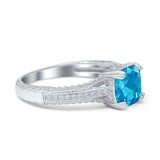 Cushion Cut Art Deco Engagement Ring Simulated Cubic Zirconia 925 Sterling Silver