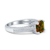 Cushion Cut Art Deco Engagement Ring Simulated Cubic Zirconia 925 Sterling Silver
