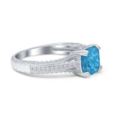 Cushion Cut Art Deco Engagement Ring Simulated Cubic Zirconia 925 Sterling Silver