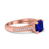 Cushion Cut Art Deco Engagement Ring Simulated Cubic Zirconia 925 Sterling Silver