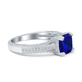 Cushion Cut Art Deco Engagement Ring Simulated Cubic Zirconia 925 Sterling Silver