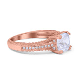 Cushion Cut Art Deco Engagement Ring Simulated Cubic Zirconia 925 Sterling Silver