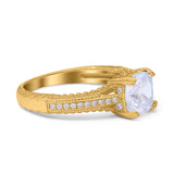 Cushion Cut Art Deco Engagement Ring Simulated Cubic Zirconia 925 Sterling Silver