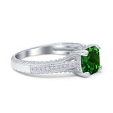 Cushion Cut Art Deco Engagement Ring Simulated Cubic Zirconia 925 Sterling Silver