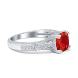 Cushion Cut Art Deco Engagement Ring Simulated Cubic Zirconia 925 Sterling Silver