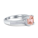 Cushion Cut Art Deco Engagement Ring Simulated Cubic Zirconia 925 Sterling Silver