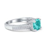 Cushion Cut Art Deco Engagement Ring Simulated Cubic Zirconia 925 Sterling Silver