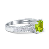 Cushion Cut Art Deco Engagement Ring Simulated Cubic Zirconia 925 Sterling Silver