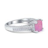 Cushion Cut Art Deco Engagement Ring Simulated Cubic Zirconia 925 Sterling Silver