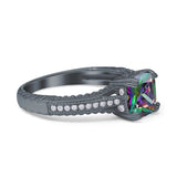 Cushion Cut Art Deco Engagement Ring Simulated Cubic Zirconia 925 Sterling Silver