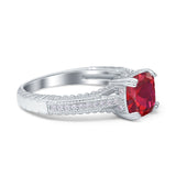 Cushion Cut Art Deco Engagement Ring Simulated Cubic Zirconia 925 Sterling Silver