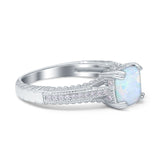 Cushion Cut Art Deco Engagement Ring Simulated Cubic Zirconia 925 Sterling Silver
