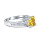 Cushion Cut Art Deco Engagement Ring Simulated Cubic Zirconia 925 Sterling Silver