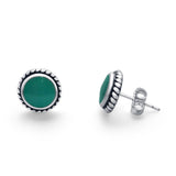 Twisted Rope Design Stud Post Earrings Round 925 Sterling Silver