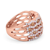 Half Eternity Fashion Band Ring Round Simulated CZ 925 Sterling Silver