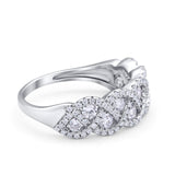 Weave Crisscross Infinity Ring Eternity Round Simulated CZ 925 Sterling Silver