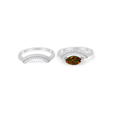 Two Piece Ring Band Round Simulated Cubic Zirconia 925 Sterling Silver