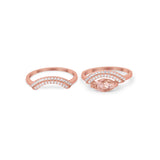 Two Piece Ring Band Round Simulated Cubic Zirconia 925 Sterling Silver