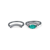 Two Piece Ring Band Round Simulated Cubic Zirconia 925 Sterling Silver