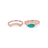 Two Piece Ring Band Round Simulated Cubic Zirconia 925 Sterling Silver