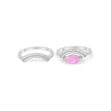Two Piece Ring Band Round Simulated Cubic Zirconia 925 Sterling Silver