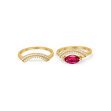 Two Piece Ring Band Round Simulated Cubic Zirconia 925 Sterling Silver