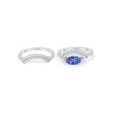 Two Piece Ring Band Round Simulated Cubic Zirconia 925 Sterling Silver