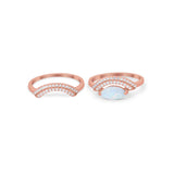 Two Piece Ring Band Round Simulated Cubic Zirconia 925 Sterling Silver