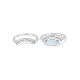 Two Piece Ring Band Round Simulated Cubic Zirconia 925 Sterling Silver