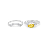Two Piece Ring Band Round Simulated Cubic Zirconia 925 Sterling Silver