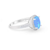 Oval Wedding Engagement Ring Round Cubic Zirconia Accent 925 Sterling Silver