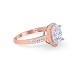 Oval Wedding Engagement Ring Round Cubic Zirconia Accent 925 Sterling Silver
