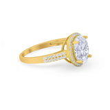 Oval Wedding Engagement Ring Round Cubic Zirconia Accent 925 Sterling Silver