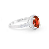 Oval Wedding Engagement Ring Round Cubic Zirconia Accent 925 Sterling Silver
