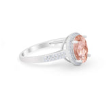 Oval Wedding Engagement Ring Round Cubic Zirconia Accent 925 Sterling Silver