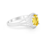 Halo Filigree Oval Wedding Ring Round Simulated Cubic Zirconia 925 Sterling Silver