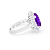 Oval Vintage Art Deco Wedding Ring Round Cubic Zirconia 925 Sterling Silver